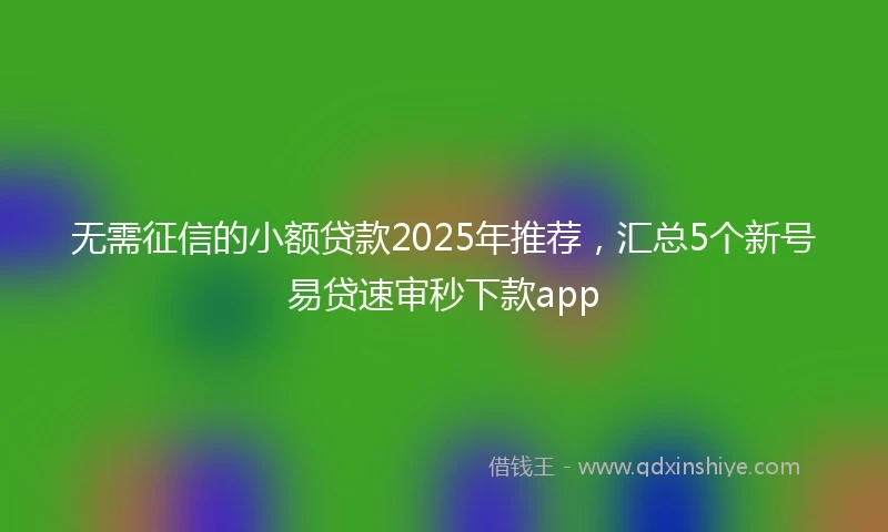 无需征信的小额贷款2025年推荐，汇总5个新号易贷速审秒下款app