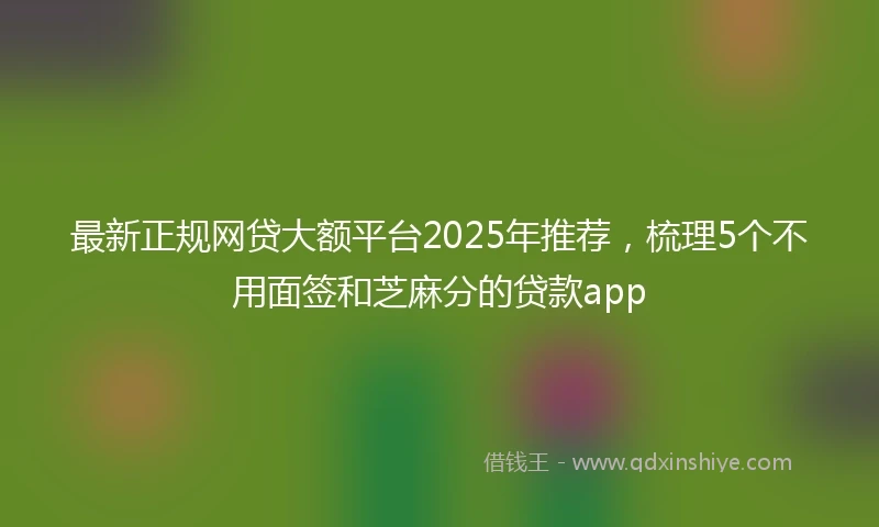 最新正规网贷大额平台2025年推荐，梳理5个不用面签和芝麻分的贷款app