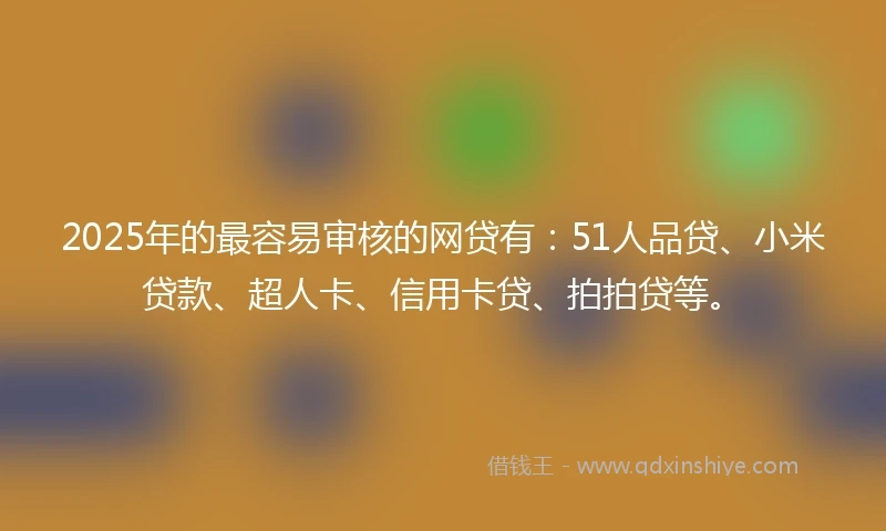 2025年的最容易审核的网贷有：51人品贷、小米贷款、超人卡、信用卡贷、拍拍贷等。