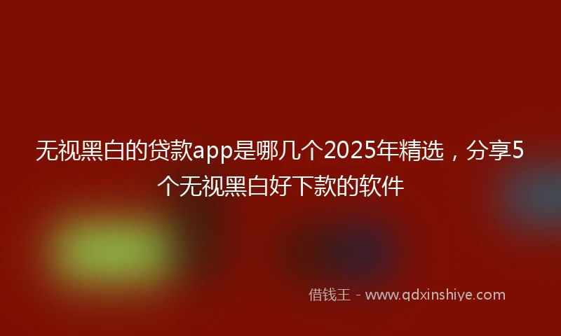 无视黑白的贷款app是哪几个2025年精选，分享5个无视黑白好下款的软件
