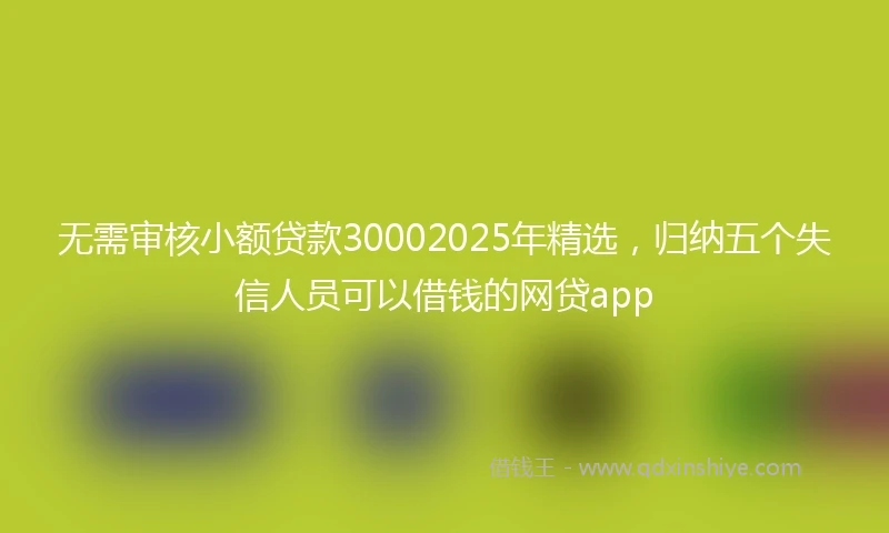无需审核小额贷款30002025年精选，归纳五个失信人员可以借钱的网贷app