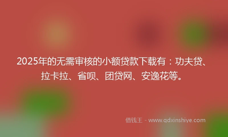 2025年的无需审核的小额贷款下载有：功夫贷、拉卡拉、省呗、团贷网、安逸花等。