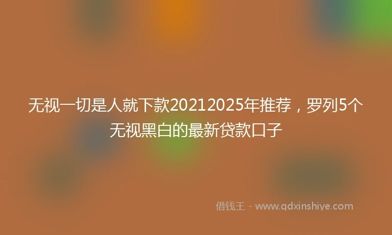无视一切是人就下款20212025年推荐，罗列5个无视黑白的最新贷款口子
