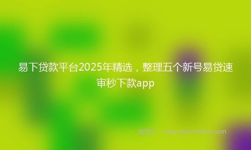 易下贷款平台2025年精选，整理五个新号易贷速审秒下款app