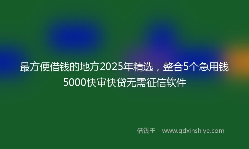 最方便借钱的地方2025年精选，整合5个急用钱5000快审快贷无需征信软件