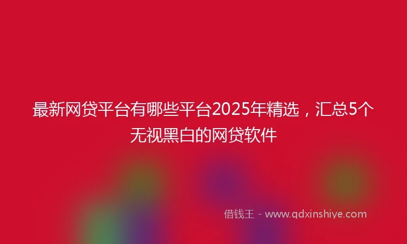 最新网贷平台有哪些平台2025年精选，汇总5个无视黑白的网贷软件