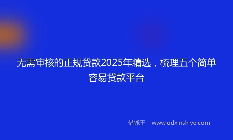 无需审核的正规贷款2025年精选，梳理五个简单容易贷款平台