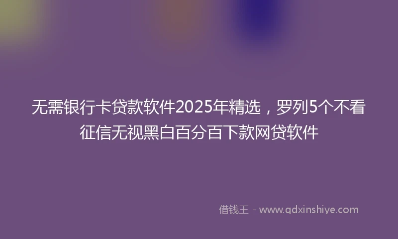 无需银行卡贷款软件2025年精选，罗列5个不看征信无视黑白百分百下款网贷软件