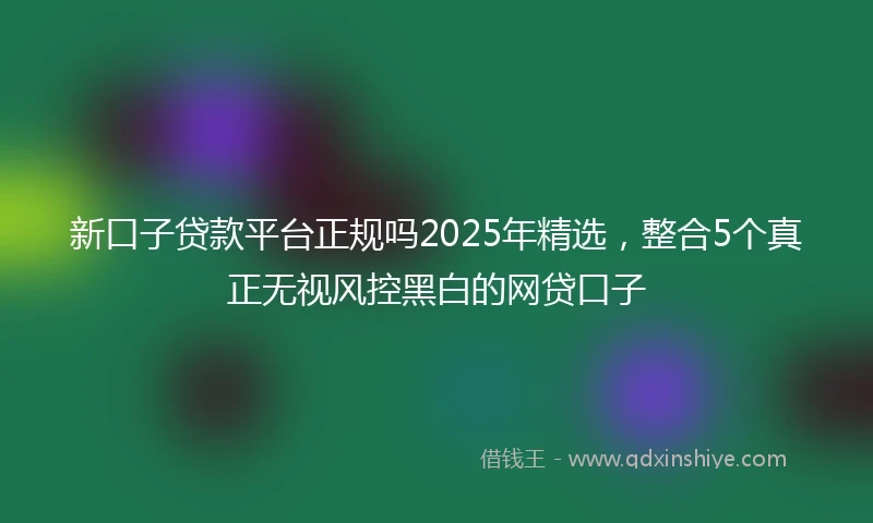 新口子贷款平台正规吗2025年精选，整合5个真正无视风控黑白的网贷口子