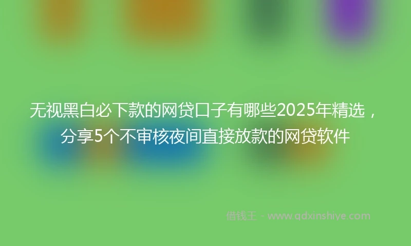 无视黑白必下款的网贷口子有哪些2025年精选，分享5个不审核夜间直接放款的网贷软件