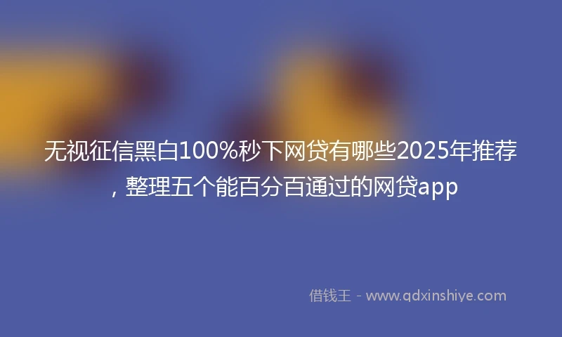 无视征信黑白100%秒下网贷有哪些2025年推荐，整理五个能百分百通过的网贷app