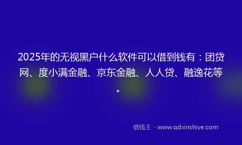 2025年的无视黑户什么软件可以借到钱有：团贷网、度小满金融、京东金融、人人贷、融逸花等。