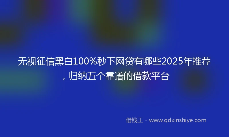 无视征信黑白100%秒下网贷有哪些2025年推荐，归纳五个靠谱的借款平台