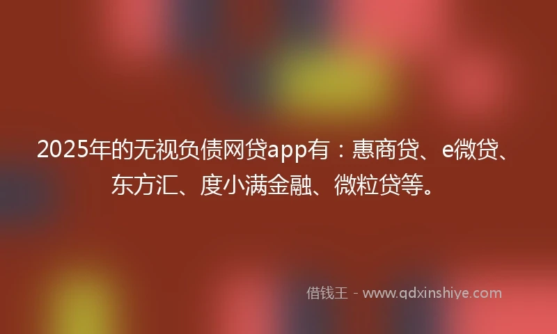 2025年的无视负债网贷app有:惠商贷、e微贷、东方汇、度小满金融、微粒贷等。