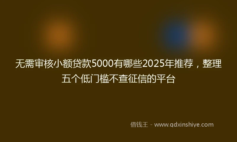 无需审核小额贷款5000有哪些2025年推荐，整理五个低门槛不查征信的平台