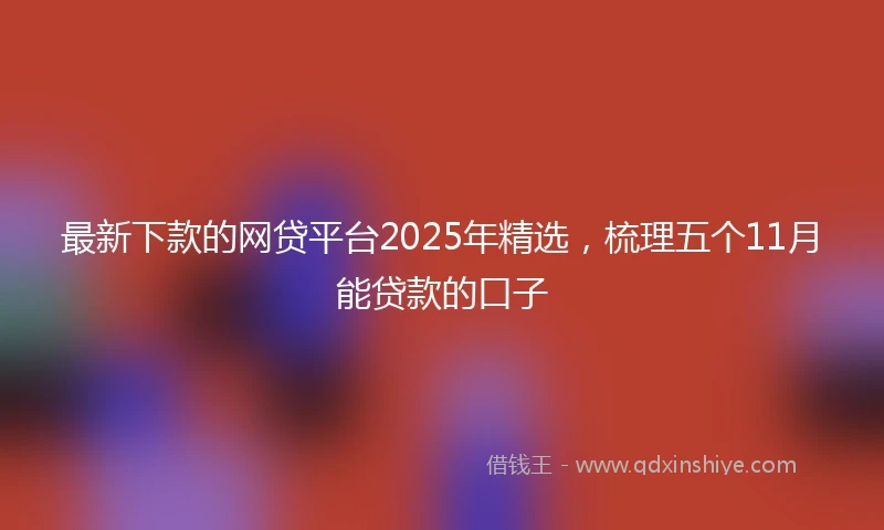 最新下款的网贷平台2025年精选，梳理五个11月能贷款的口子