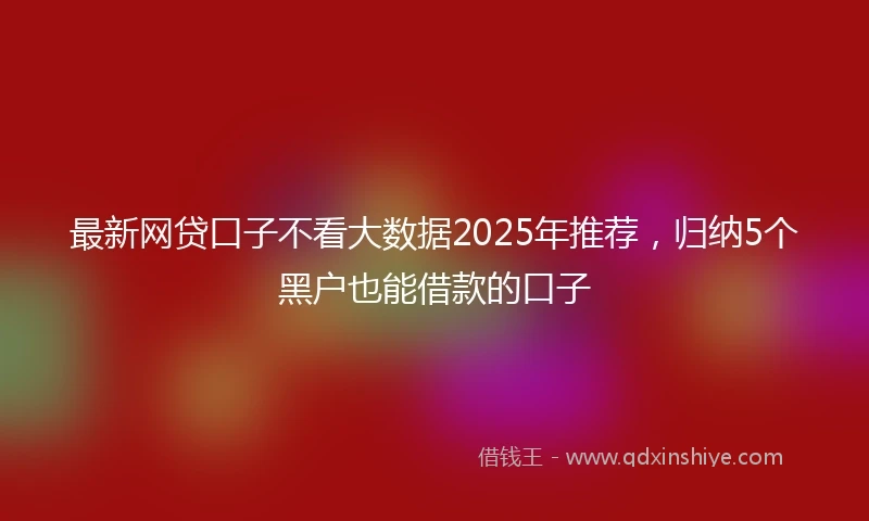 最新网贷口子不看大数据2025年推荐，归纳5个黑户也能借款的口子