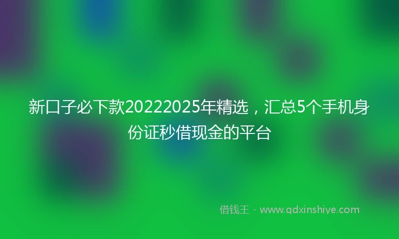 新口子必下款20222025年精选，汇总5个手机身份证秒借现金的平台