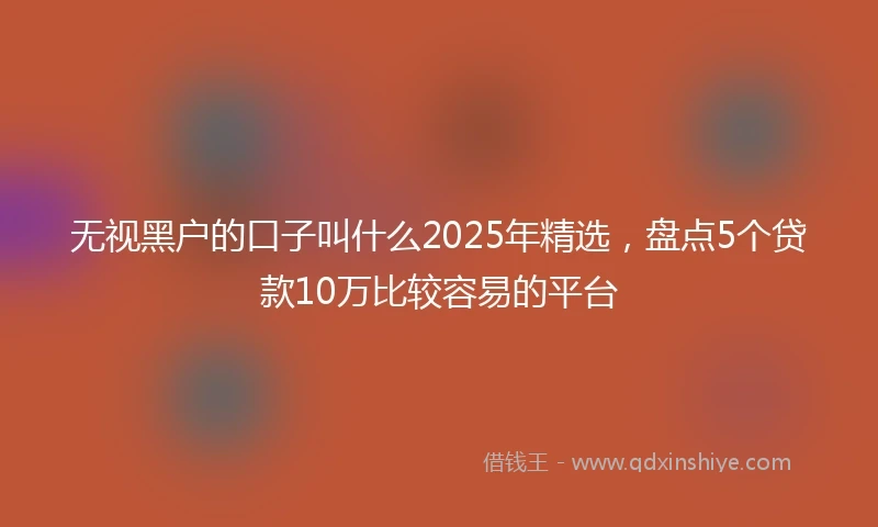 无视黑户的口子叫什么2025年精选，盘点5个贷款10万比较容易的平台
