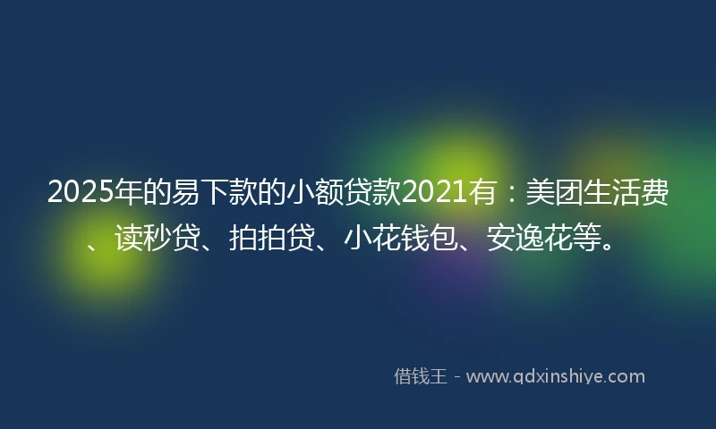 2025年的易下款的小额贷款2021有：美团生活费、读秒贷、拍拍贷、小花钱包、安逸花等。