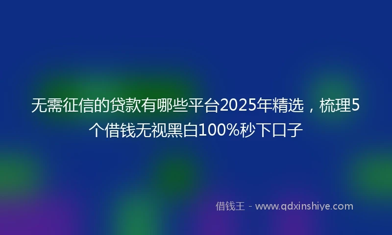 无需征信的贷款有哪些平台2025年精选，梳理5个借钱无视黑白100%秒下口子