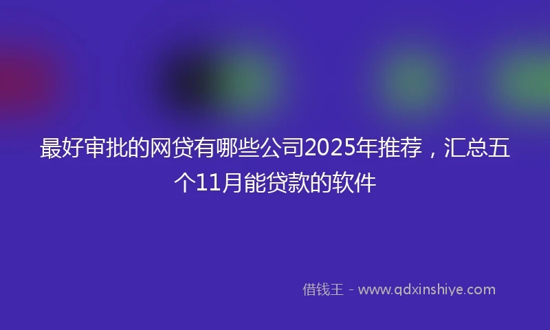最好审批的网贷有哪些公司2025年推荐，汇总五个11月能贷款的软件