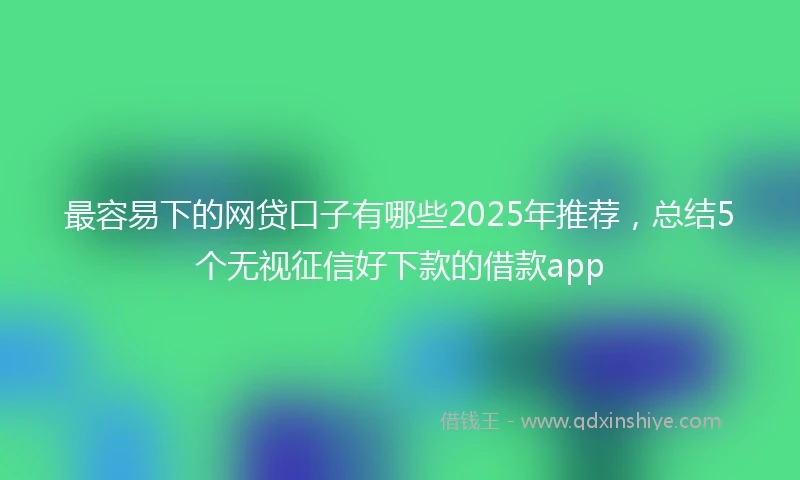最容易下的网贷口子有哪些2025年推荐，总结5个无视征信好下款的借款app