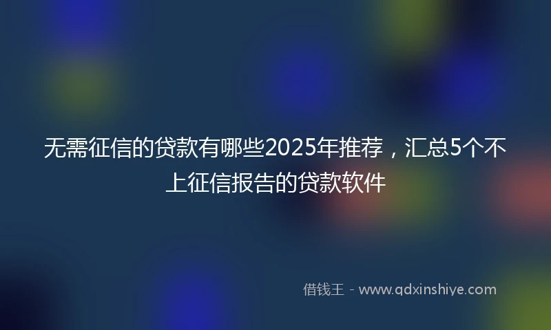 无需征信的贷款有哪些2025年推荐，汇总5个不上征信报告的贷款软件