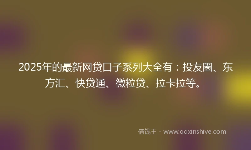 2025年的最新网贷口子系列大全有：投友圈、东方汇、快贷通、微粒贷、拉卡拉等。