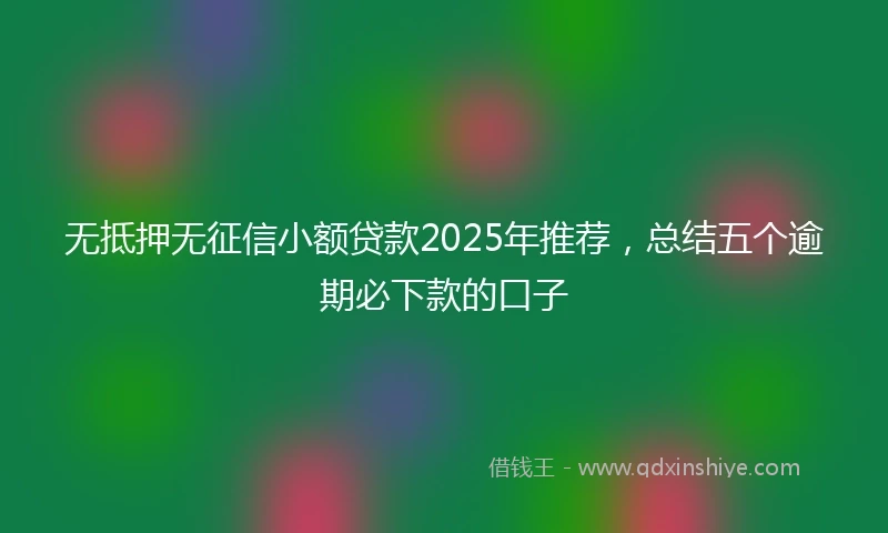 无抵押无征信小额贷款2025年推荐，总结五个逾期必下款的口子