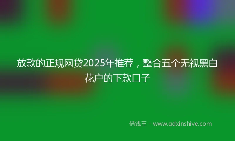放款的正规网贷2025年推荐，整合五个无视黑白花户的下款口子