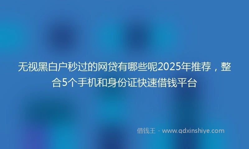 无视黑白户秒过的网贷有哪些呢2025年推荐，整合5个手机和身份证快速借钱平台