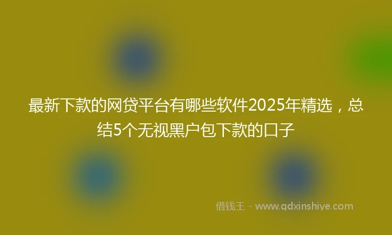 最新下款的网贷平台有哪些软件2025年精选，总结5个无视黑户包下款的口子
