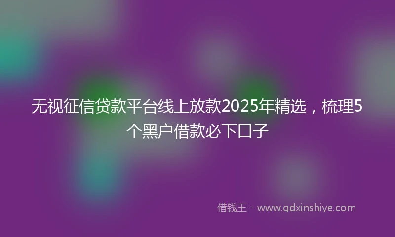无视征信贷款平台线上放款2025年精选，梳理5个黑户借款必下口子