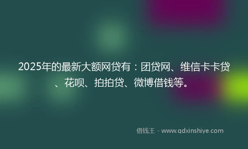 2025年的最新大额网贷有：团贷网、维信卡卡贷、花呗、拍拍贷、微博借钱等。