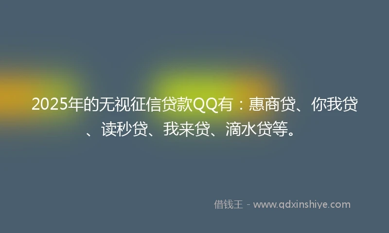 2025年的无视征信贷款QQ有：惠商贷、你我贷、读秒贷、我来贷、滴水贷等。
