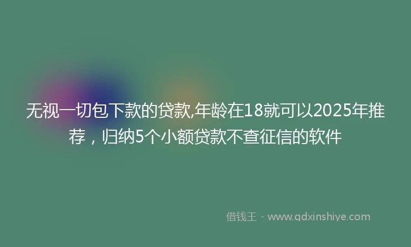 无视一切包下款的贷款,年龄在18就可以2025年推荐，归纳5个小额贷款不查征信的软件