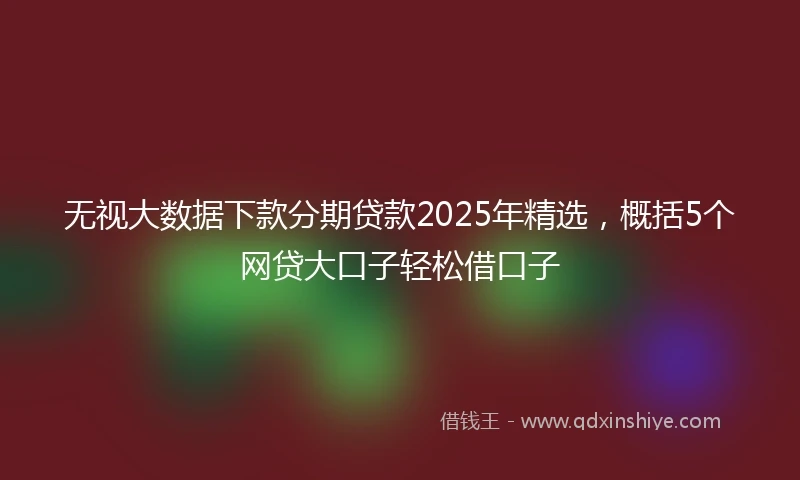 无视大数据下款分期贷款2025年精选，概括5个网贷大口子轻松借口子
