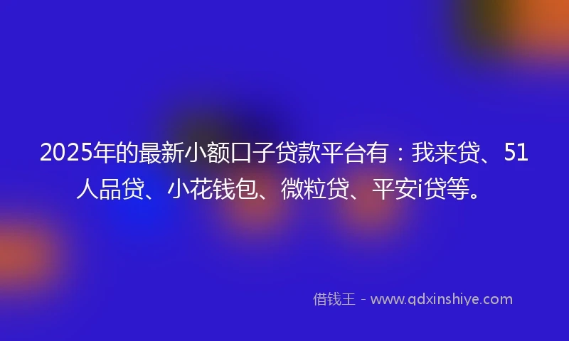 2025年的最新小额口子贷款平台有：我来贷、51人品贷、小花钱包、微粒贷、平安i贷等。