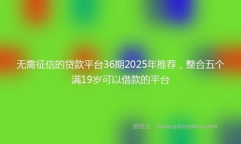 无需征信的贷款平台36期2025年推荐，整合五个满19岁可以借款的平台