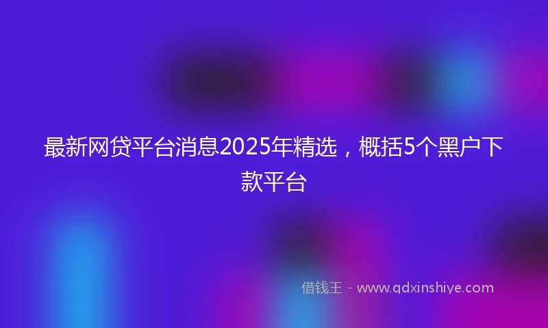 最新网贷平台消息2025年精选，概括5个黑户下款平台