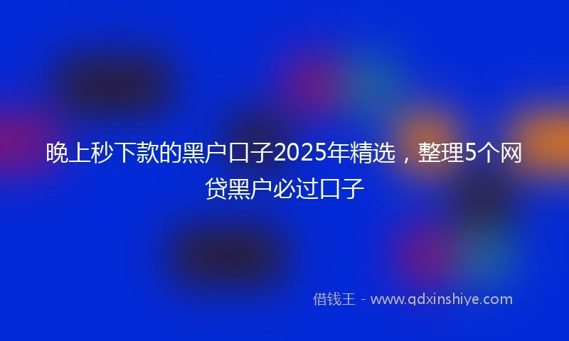 晚上秒下款的黑户口子2025年精选，整理5个网贷黑户必过口子