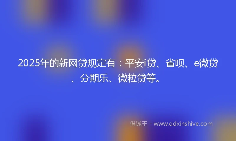 2025年的新网贷规定有：平安i贷、省呗、e微贷、分期乐、微粒贷等。