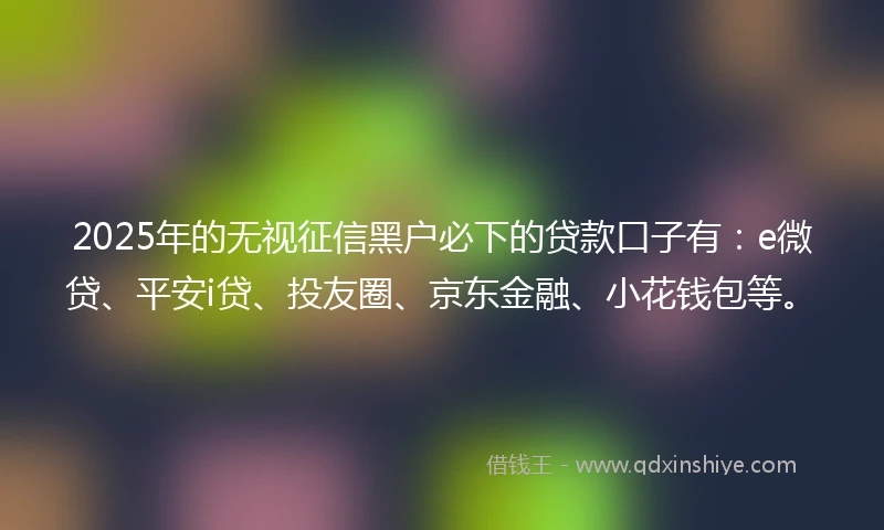 2025年的无视征信黑户必下的贷款口子有：e微贷、平安i贷、投友圈、京东金融、小花钱包等。