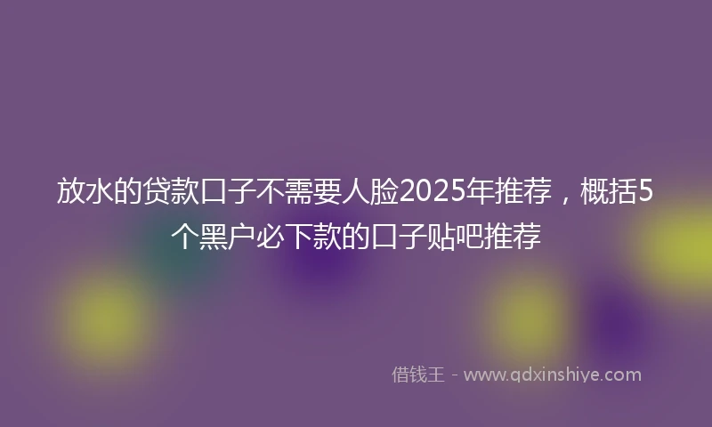 放水的贷款口子不需要人脸2025年推荐，概括5个黑户必下款的口子贴吧推荐