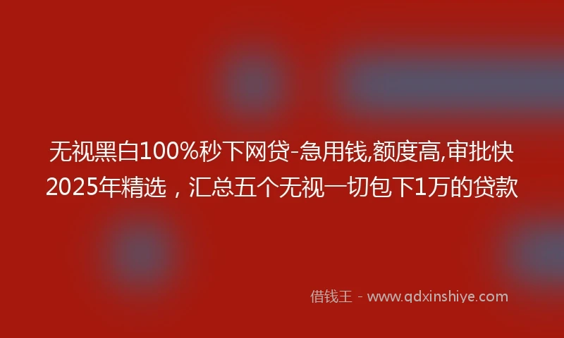 无视黑白100%秒下网贷-急用钱,额度高,审批快2025年精选,汇总五个无视一切包下1万的贷款