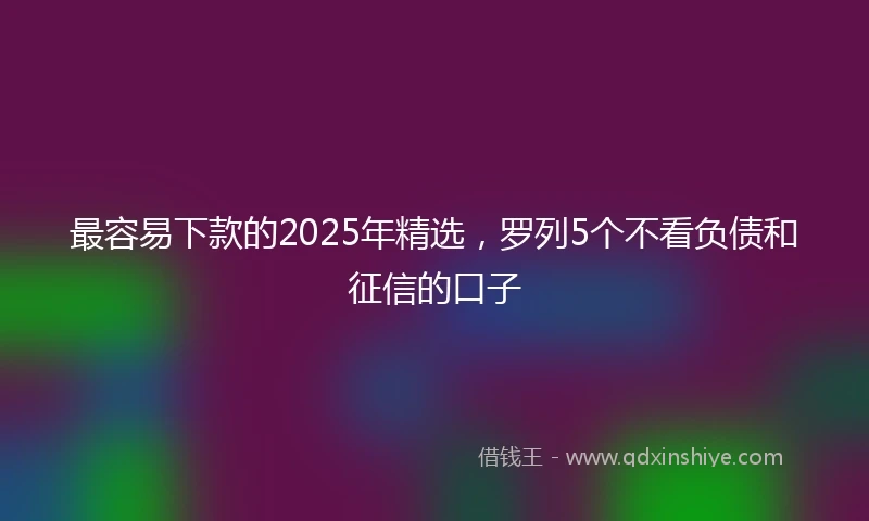 最容易下款的2025年精选，罗列5个不看负债和征信的口子