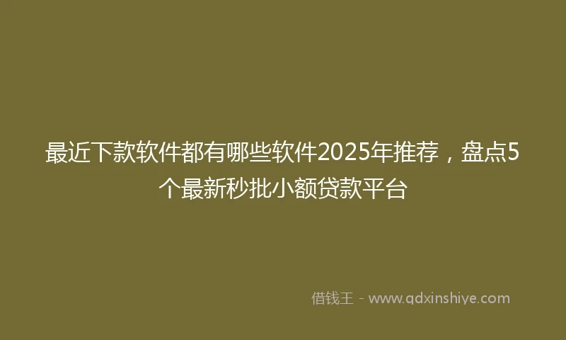 最近下款软件都有哪些软件2025年推荐，盘点5个最新秒批小额贷款平台