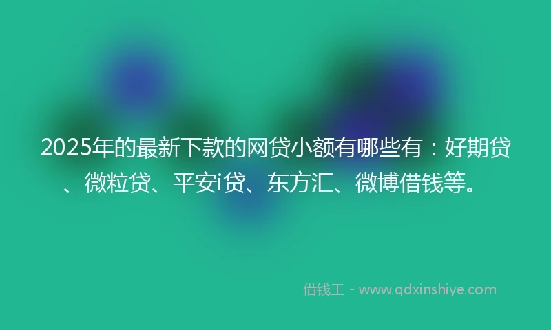 2025年的最新下款的网贷小额有哪些有：好期贷、微粒贷、平安i贷、东方汇、微博借钱等。