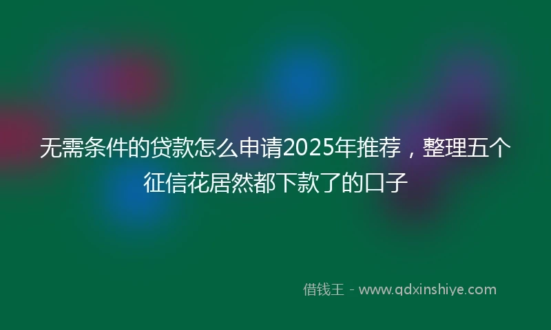 无需条件的贷款怎么申请2025年推荐，整理五个征信花居然都下款了的口子